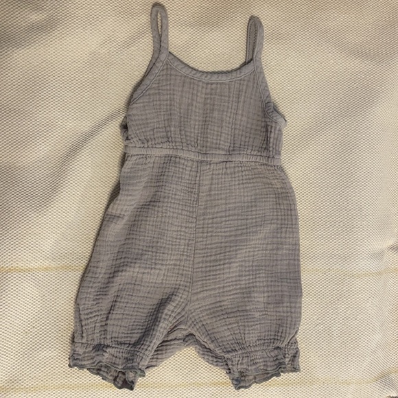Gray/Brown BOUTIQUE 6-12 M Romper - Muslin Cloth - Picture 2 of 2